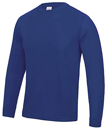 JUST COOL Mens Long Sleeve Cool Sports Performance Plain T-Shirt (M) (Royal Blue)
