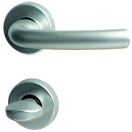 Alpertec aluminium Marcy - R Rosettengarnitur für Badtüren in eloxiert WC Drückergarnitur Türdrücker Türbeschläge, 78 mm, silber, 40070630K1
