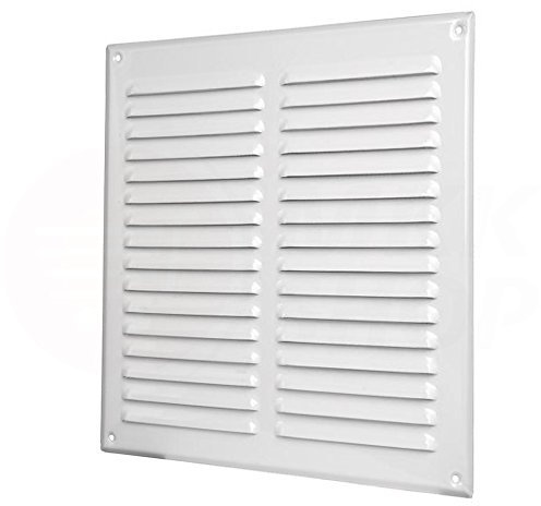 MKK Lamellen Lüftungsgitter weiß pulverbeschichtet 245 x 245 mm 295 x 295 mm Wetterschutz Abluft Gitter Haube Insektennetz Luft Schlitz Küche Bad WC