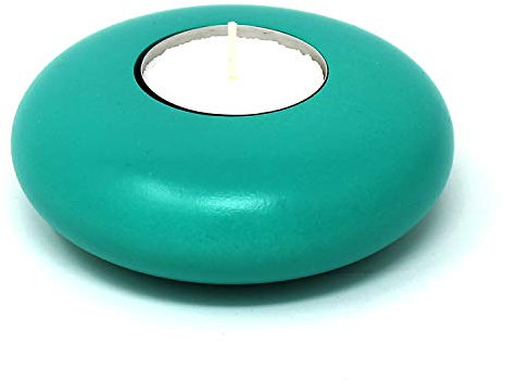 Teelichthalter türkis Kerzenhalter Teelicht Dekoartikel Holz Tischdekoration Kerze Kerzenständer (türkis)