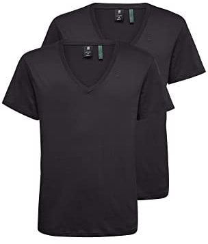 G-Star para Hombre Pack De Dos Camisetas Base Heather V-Neck, Negro (Solid Black D07203-2757-2019), S