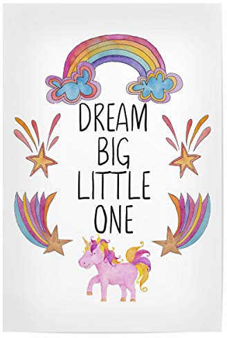 artboxONE Poster 30x20 cm Für Kinder Dream Big Little One - Bild Kindergarten Einhorn Eins