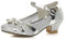 AJVANI Low Heel Diamante Bow Mary Jane Glitter Court Shoes Size 2 Silver