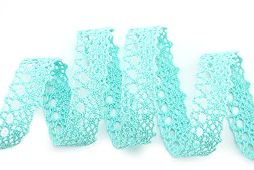 Spitze Emilia Mint 3 m x 15 mm Baumwollspitze Mintgrün Spitzenband Spitzenborte Dekoband Schleifenband Häkelspitze Baumwolle Häkelband Vintage Geschenkband Hochzeit