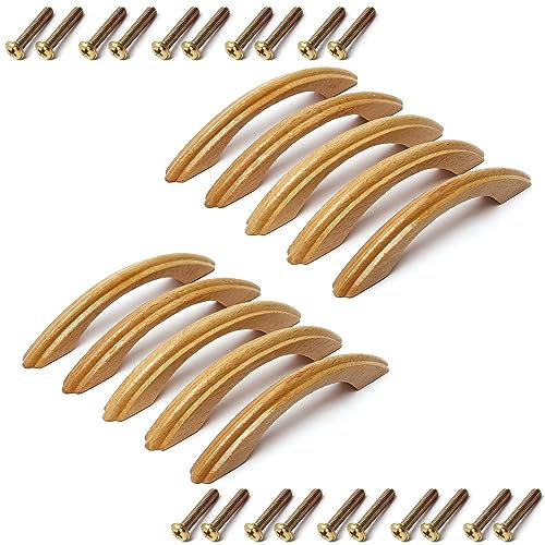 MroMax Holzknöpfe, 96 mm Lochabstand, 125 mm Länge, für Schrank, Möbel, Küche, Griffe für Kommode, Schublade, Kleiderschrank, 10 Stück