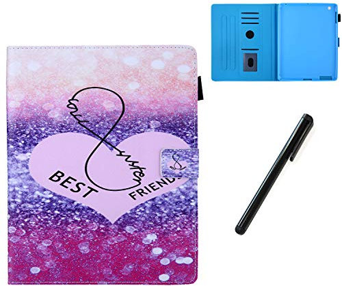 HereMore Cover per Samsung Galaxy Tab E 9,6 Pollici SM-T560/T561, Custodia Protettiva in Pelle con Slot di Carte e Supporto Funzione Portafoglio Protezione Case per Samsung Tab E 9.6, Cuore