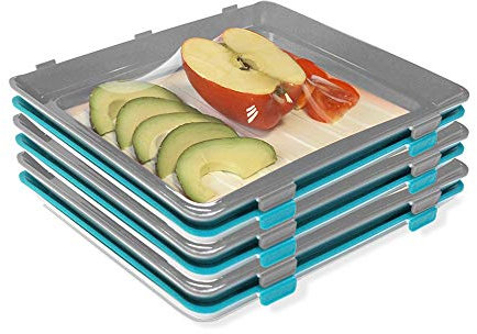 3 lots de 2 plateaux de conservation Fresh&Clik, réutilisables, conservent les aliments, compacts et empilables, VU à la TV
