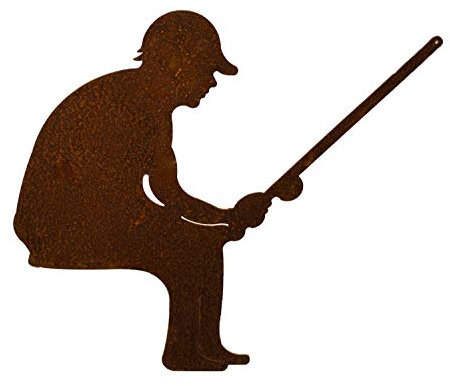 Manufaktur Lichtbogen Edelrost Gartenfigur Angler als Kantenhocker Rost Gartendeko