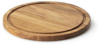 Continenta Steak Plate with Juice Groove, Oak, Diameter 28 x 1.8 cm, Snack, Bread & Serving Board, Natural Grain Finished with Oil