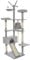 Meerveil Cat Tree, 210cm Cat Tower for Indoor Cats, Cat Climbing Tree with Activity Platforms, 3 Pompoms, 2 Condos, Basket and Sisal Scratching Posts, Light Grey