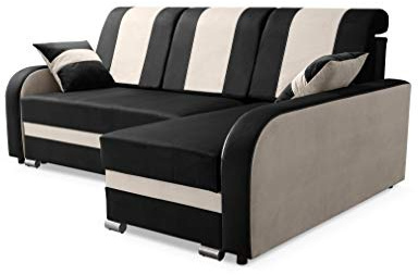 Robin Inspire Bari Ecksofa L-Form Schlafsofa Rechts Schwarz Beige