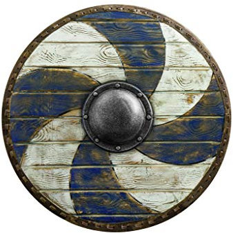 Iron Fortress Mittelater Rundschild Blau/Weiß aus Schaumstoff und Latex (Durchmesser: 70cm) - LARP, Fantasy & Cosplay
