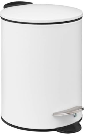 Five - Poubelle de salle de bain en métal Blanc Soft Close 3 L