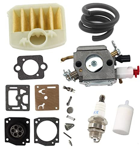 HURI Carburateur et Filtre à air Kit de réparation Tuyau de carburant pour Husqvarna 340 345 346 346XP 350 351 353 357 359 Tronçonneuse # 503283208 Zama C3-EL18