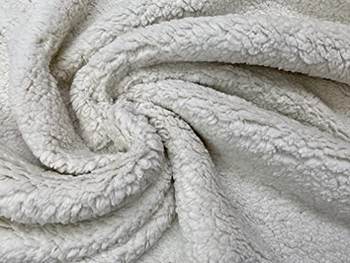 Weißer Sherpa-Fleece-Stoff, superweiches Stretchmaterial, Heimdekoration, Polstermöbel, Schneidern, Plüsch, 165 cm breit (Meterware)