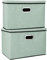 Youyijia 2 Pack Storage Boxes with Lids 45x30x30cm Large Collapsible Storage Baskets for Shelves Foldable Linen Fabric Storage Bins with Handle Cube Storage Unit for Organizing Clothes Toys(Green)