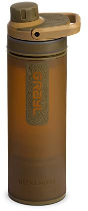 GRAYL UltraPress 500 ml Filtre à eau pour l'extérieur Eau potable I Élimine 99,99% de toutes les bactéries et virus I Parfait pour le camping, la survie et les voyages (Coyote Brown)