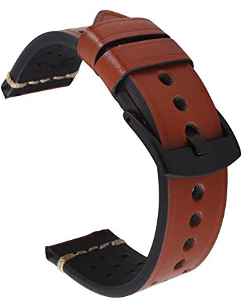 Tyogeephy Cuir Montre Bande - Cuir huilé One-Piece Bracelet pour hommes et femmes - Choix de couleur et largeur - 18mm, 20mm, 22mm, 24mm