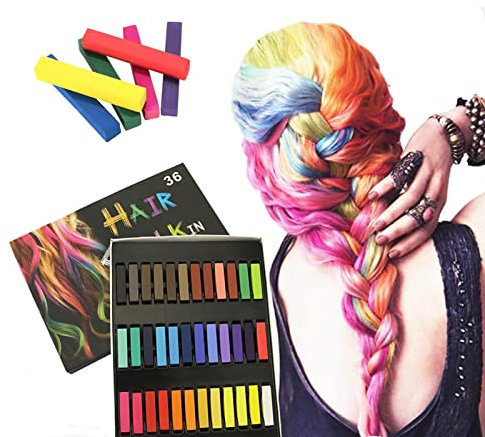 CHSEEO 36 colori per capelli Chalk regalo per ragazze, temporaneo Hair Dye Wax Red, nero, bianco, viola, blu, rosa, colore per capelli lavabile per 10, 12, 13, 16 anni, regalo per ragazze