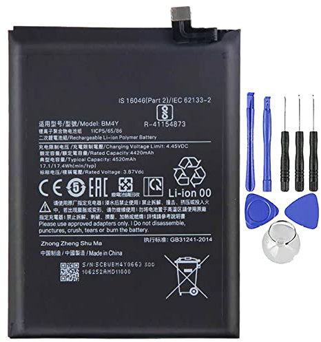 Batterie compatible pour XIAOMI BM4Y pour POCO F3 / REDMI K40 / REDMI K40 PRO de 4520 MAH haute capacité avec kit d'outils inclus