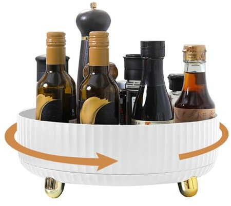 PKKP Rotating Storage Rack, Rotating Spice Shelf Organizer Turntable, MultiFunctional Makeup Spice Organizer Holder for Kitchen Dresser Bedroom Dormitory