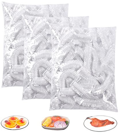 Ksvaye 300PCS Film Alimentaire Reutilisable,Charlotte Alimentaire Reutilisable,Film Etirable Elastique Plastique Jetable,Sacs Conservation Frais Alimentaire,Élastiqués Prévenir Fuites Transparent