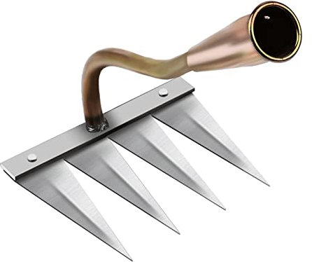 Multisizes Gemüse-Gartenhacke, unverzichtbares Gartenwerkzeug, 4 Zähne, Kupfer