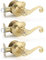 Bonpoly 3 Pack Gold Door Handles, Wave Style Entry Door Handle with Lock and Keys, Front Door Leverset Lockset, Keyed Alike/Combo Keys, Right Handing