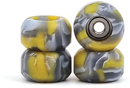 SPITBOARDS Fingerboard Swirl Wheels Polyurethane CNC Lathed Bearing Wheels - Yellow Swirl