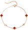Belons Womens Bracelet Rose Gold 925 Sterling Silver Four Leaf Clover Charm Bracelet Adjustable Chain, Gift for Girls Women