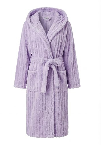 HEARTNICE Kapuze Bademantel Damen Plüsch leicht kuschelig Morgenmantel Robe | Flauschiger Bademantel, Flauschig, Weich,mit Kapuze, mit Taschen & Gürtel, bequeme Morgenmantel kuschelig Hausmantel