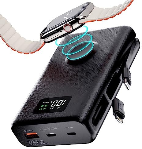 PZOZ 22,5W Powerbank,20000mAh externer Akku,Power Bank kompatibel mit iPhone,Samsung,Apple Watch,Drohne,Switch,iPad und mehr.Externe Handyakkus Kompatibel mit den Protokollen QC 3.0 und PD (Schwarz)