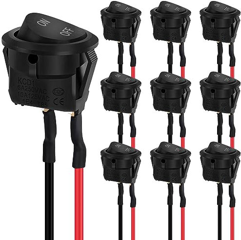 10 interruttori a levetta rotondi (con filo)