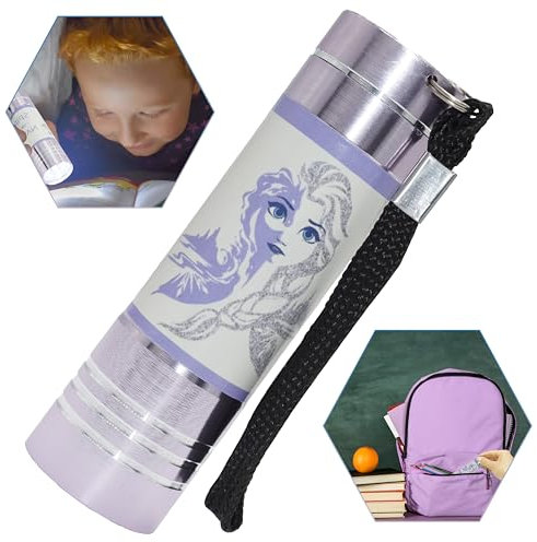 Mini lampe de poche La Reine des Neiges 8,7 cm | Veilleuse pour enfants avec 9 LED | Mini lampe de poche pour camping, randonnée, urgence 3 + Y (violet clair)