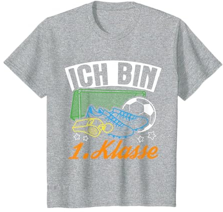 Kinder Ich Bin 1. Klasse Fußball Schuhe Sport Schulkind Einschulung T-Shirt