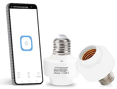 QIACHIP Portalampada Wifi E27, Lampada Presa wireless Base lampadina 110V 220V, Presa per lampadina con App ewelink, supporto Timer, Scene, Compatibile con alexa e google