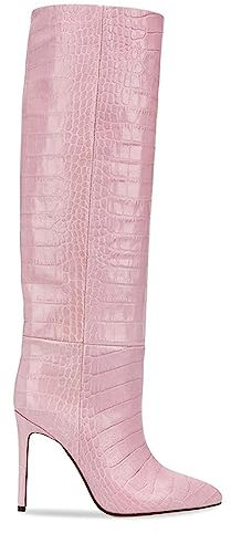 Omeslike Stivali Alti al Ginocchio da Donna, Stivali Moda con Tacco Alto A Punta per Le Donne, Tacco A Spillo Altissimo Tirare Stivali Alti al Ginocchio,Rosa,43