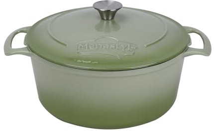 MENASTYL - COCOTTE COLETTE RONDE 7L 29CM EN FONTE ÉMAILLÉ VERT - 6020075