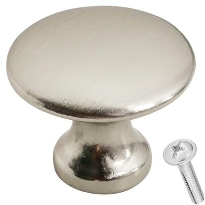 Decoranddecor Calico Kitchen Cabinet Knobs 32mm Diameter Minimal Round Design Brushed Chrome