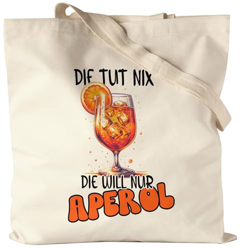 Hey!Print Die tut nix die will nur Aperol Jutebeutel Sommer Spruch Cocktail Orange