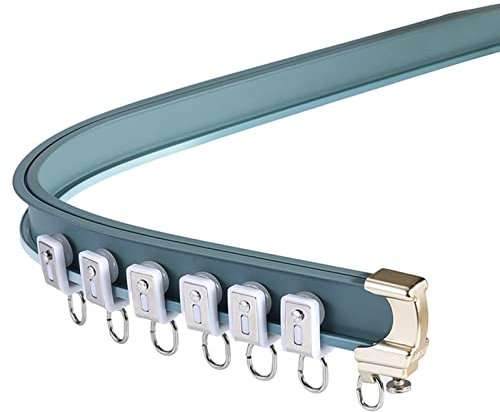 Ceiling Curtain Track Room Divider Hospital Curtain Bendable Long Curtain Track System, Ceiling Mount Room Divider Track with Hooks, Shower Bay Windows/Bedroom/Outdoor Gazebo Ues ( Color : Blue , Size