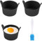 NyxSeat 3 Moldes de Silicona para Huevos, Pincel, Olla de Freidora de Aire, para Hacer Chocolate y Galletas (Negro)
