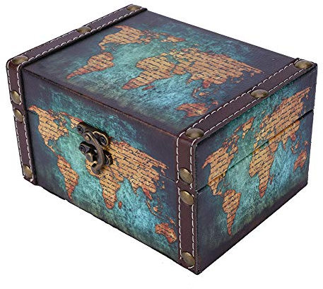 Leopacat Caja Cofre del Tesoro Retro, Estilo Europeo Organizador JoyeríA Madera ExhibicióN Almacenamiento Decorativa Para ColeccióN ArtesaníA Escritorio DecoracióN Antigua Hogar e FotográFica