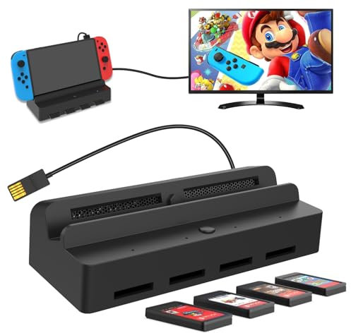 Tendak Switch Docking Station mit Game Switcher für Nintendo Switch/Switch OLED, Switch Dock mit Game Card Reader, Switch TV Dock Ladestation mit 4K HDMI, USB 3.0 Port, 12in1 Spiele Karte Case