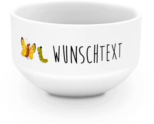 Mr. & Mrs. Panda Schüssel personalisiert Raupe Schmetterling - Personalisierte Geschenke, Zitronenfalter, Suppenschüssel, Müslischale, Hütchen, Müslischüssel, Hut, Lustige Sprüche, Kokon