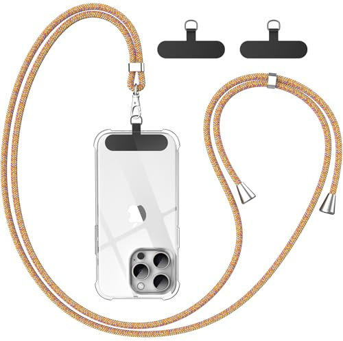 caslord Handykette Universal, Handy Lanyard, Geeignet für alle Smartphones mit 2 Stück Universelles Patch, Handyband mit jeder Hülle kombinierbar, Einstellbar und Abnehmbar - Rainbow