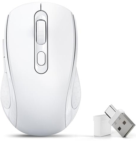 ZVYUE Mouse wireless Bluetooth per Mac, MacBook Air Pro, iPad, iPad, PC, laptop, mouse silenzioso con interruttore a doppia modalità, mouse Bluetooth 5.2/3.0 e ricevitore USB di tipo C da 2,4 GHz