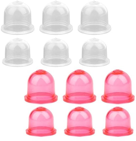 NQEUEPN 12pcs Primer Bulb Replacements, Prime Bulb Carburetor Compatible with Homelite Craftsman Primer Bulb for Petrol Trimmer Hedge Cutter Gas Blower Brush(Red & Transparent)