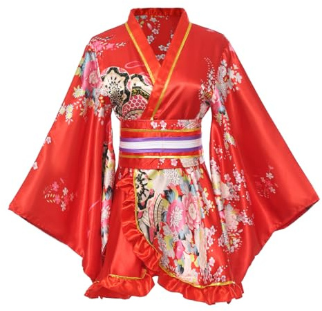 BPURB Kimono Costume Giapponese Tradizionale Geisha Yukata Cosplay Donne Sexy Fiori di Ciliegio Patten Accappatoio Da Notte Con Cintura Obi