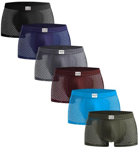 BOXR Underwear Lot de 6 Boxers en Bambou pour Homme - Ultra Doux, Respirants, et Éco-Responsables, Confort Optimal, S-3XL (FR/ES, Alpha/Lettres, L, Taille Normale, Taille Normale, Multicolore)